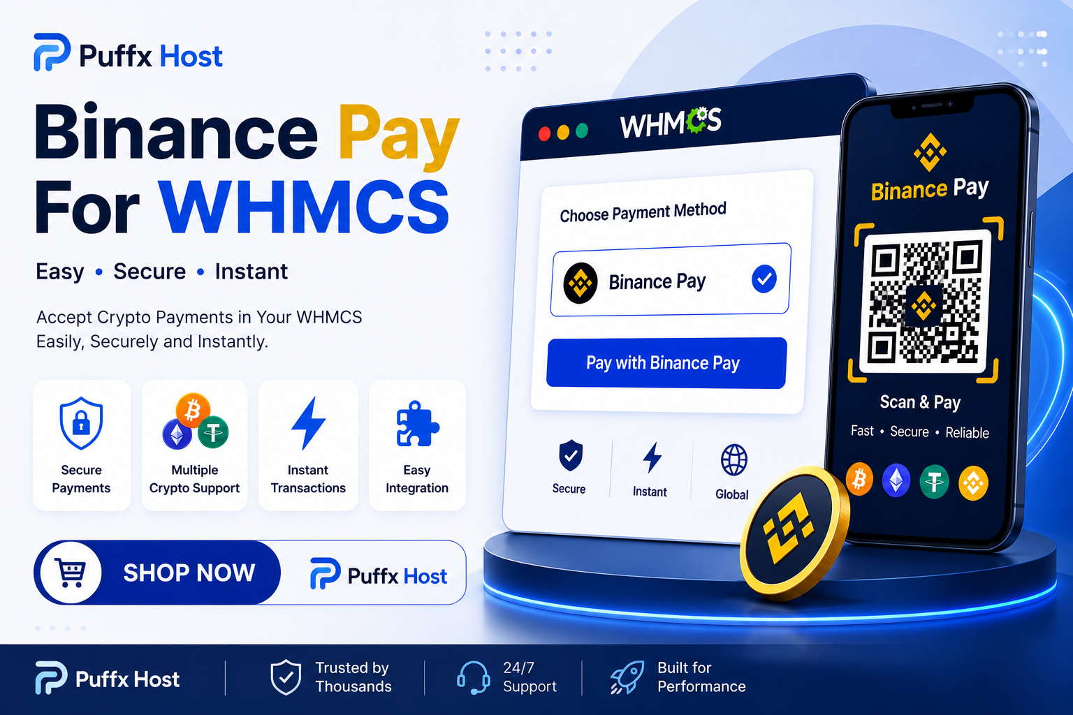 Binance Pay for WHMCS payment gateway settings screen